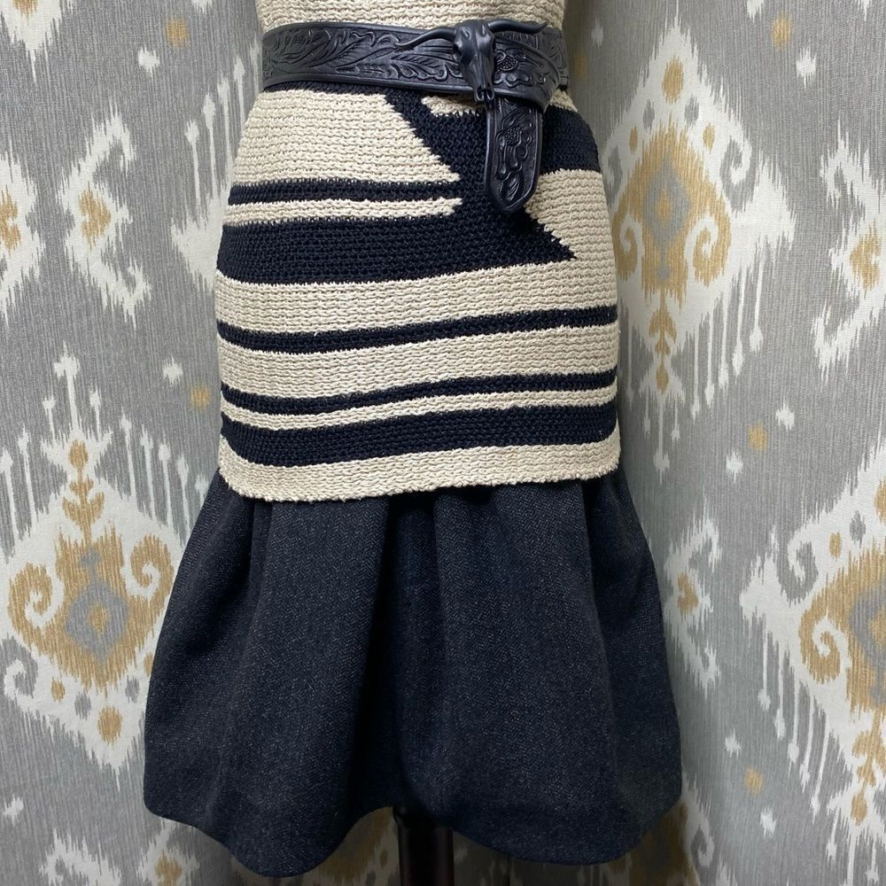 Ralph Lauren Charcoal Grey Camelhair Wool Blend Herringbone Tweed Pouf Skirt - Picture 5 of 16